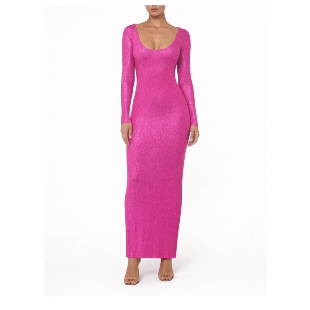 SKIMS Long Sleeve Soft Lounge Scoop Shimmer Neck Maxi Dress - 3x LNWOT